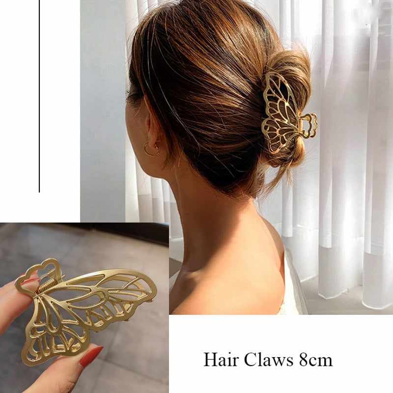 Fashion Metal Hair Claw For Women Gold Silver Color Cross Crab Hair Clip Korean Elegant Geometric Hairpin Girl Hair Accessories